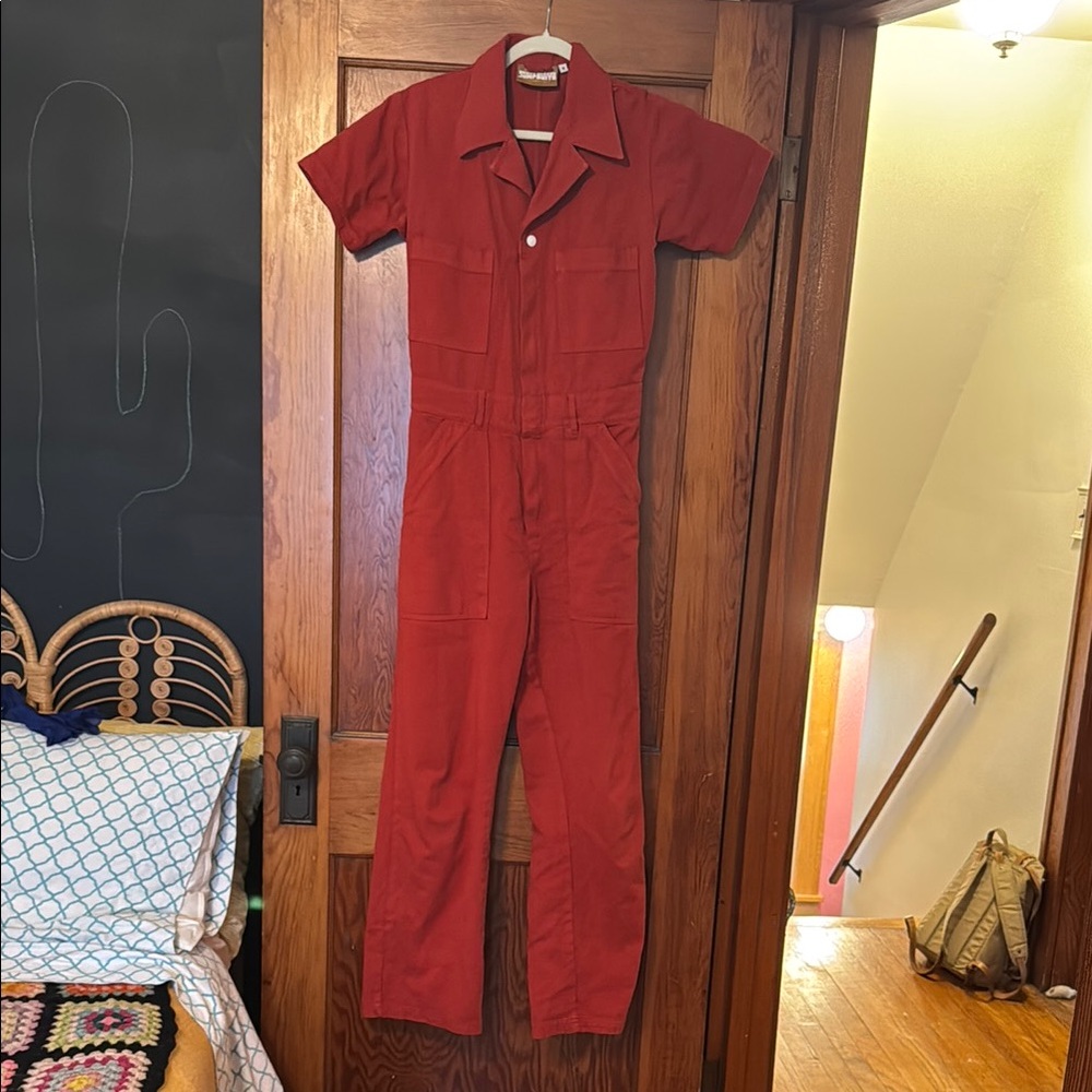 Big Bud Press Rust Red Jumpsuit with Short Sleeves size Small
